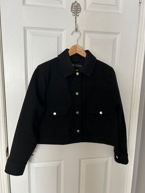 ZARA Cropped Black Button-Up Jacket (Sz M)